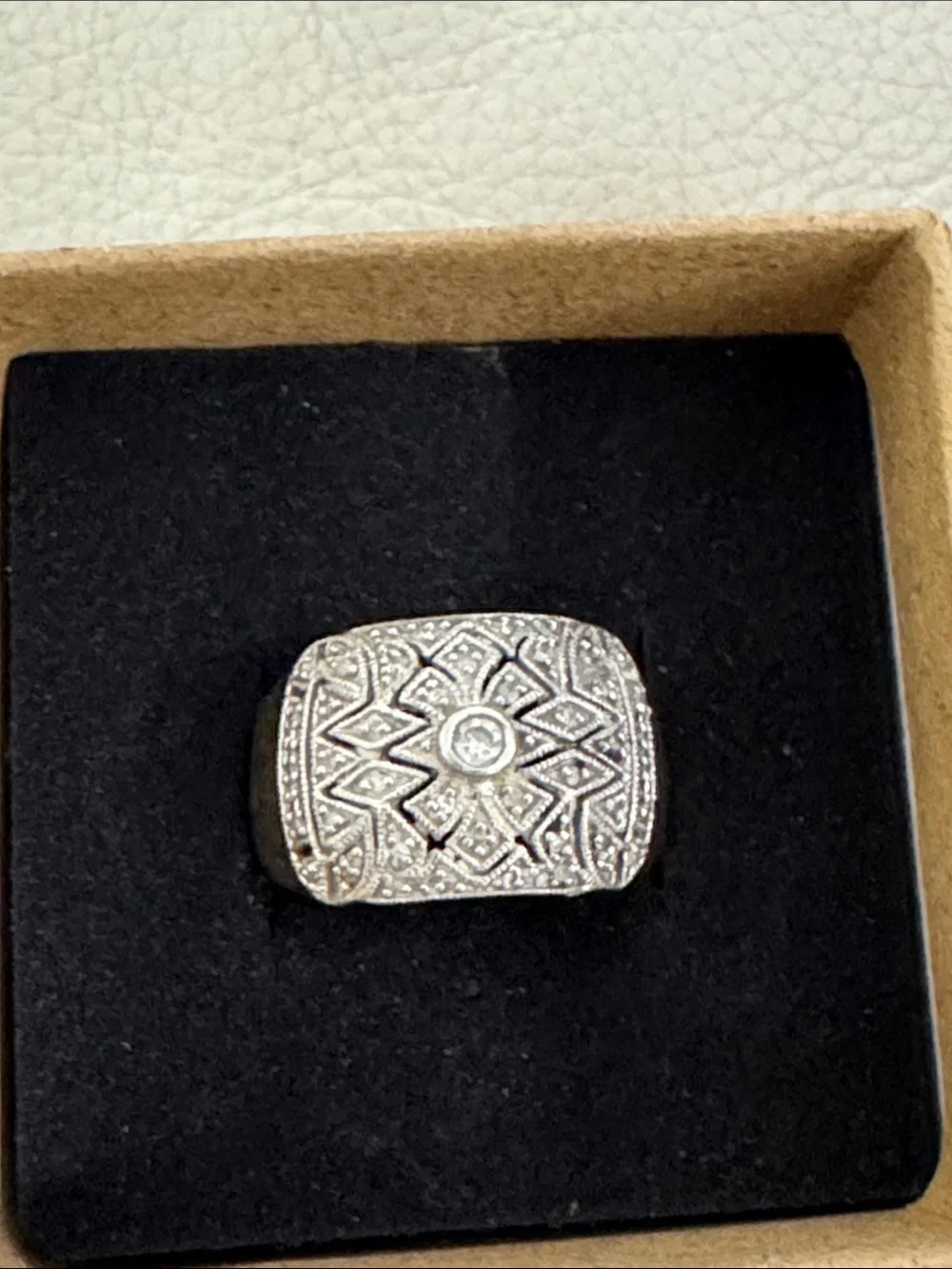 Sterling silver and diamonds Floral Filigree Statement Ring.